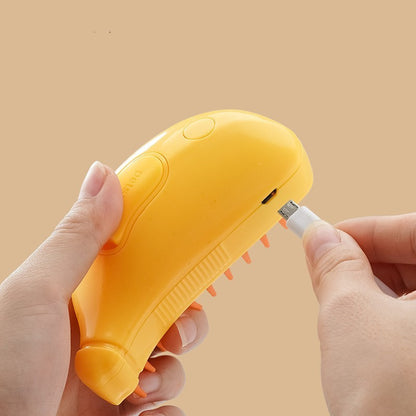 2-in-1 Cat Grooming Brush with Steam Massage – Rechargeable & Gentle Cleaning