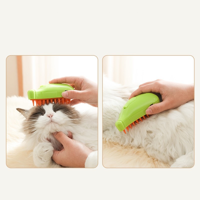2-in-1 Cat Grooming Brush with Steam Massage – Rechargeable & Gentle Cleaning