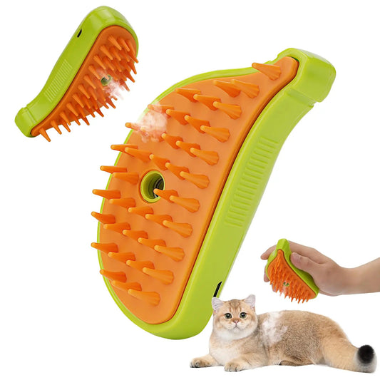 2-in-1 Cat Grooming Brush with Steam Massage – Rechargeable & Gentle Cleaning